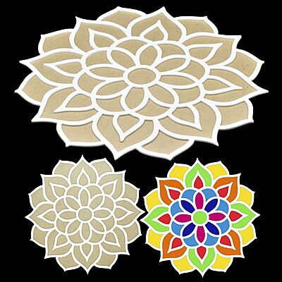 Rangoli Template Mat withMDF Rangoli Stencil I Rangoli FreeI Rangoli for Festivals, Pooja, Home