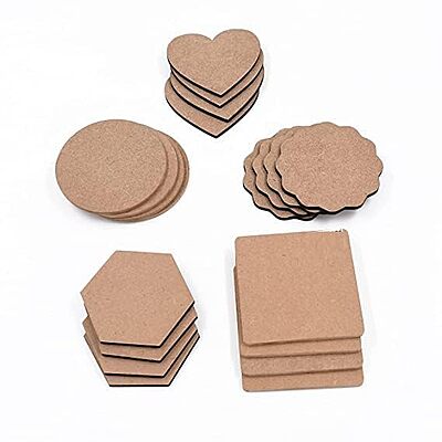 MDF Plain Wooden Coasters in Mixed Shapes Set 20